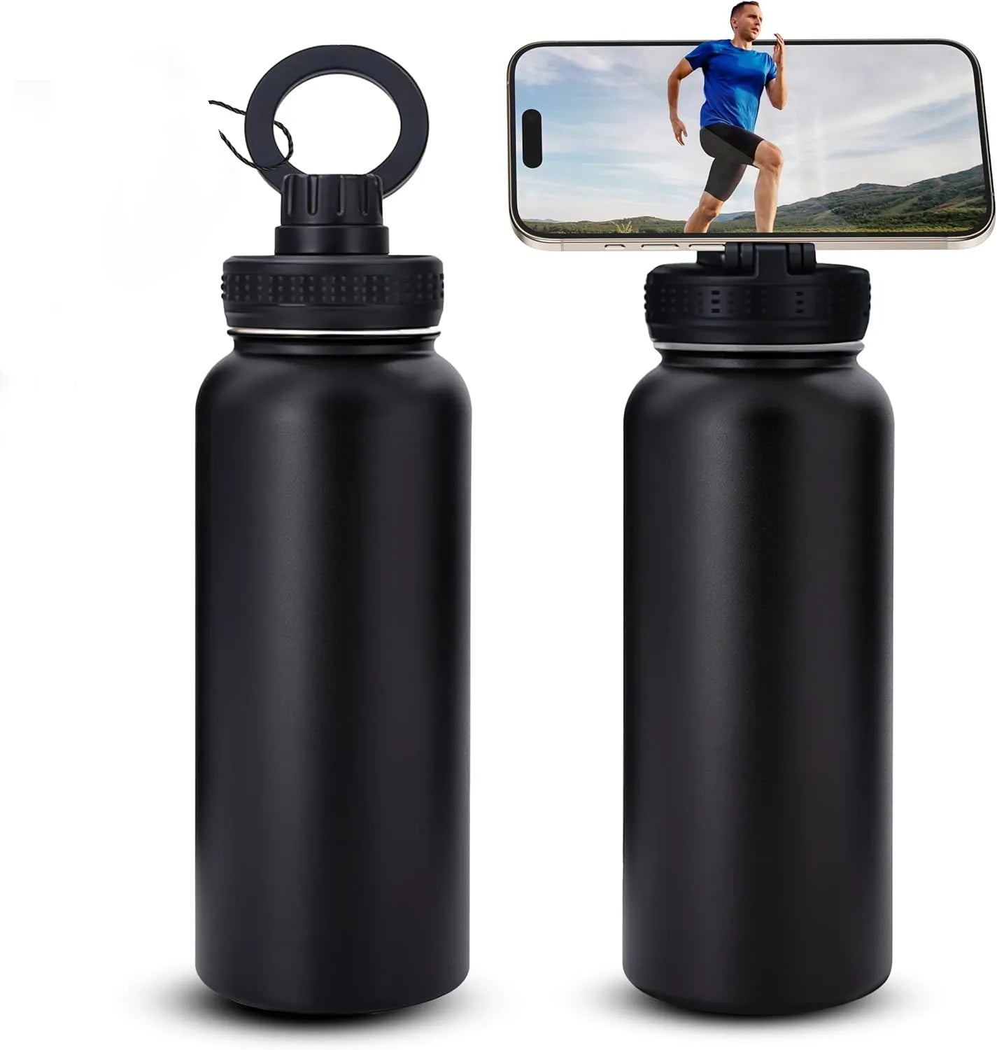 SelfieThermos™ – Gourde Isotherme avec Support Téléphone Magnétique | Bouteille 2-en-1 Design & Pratique