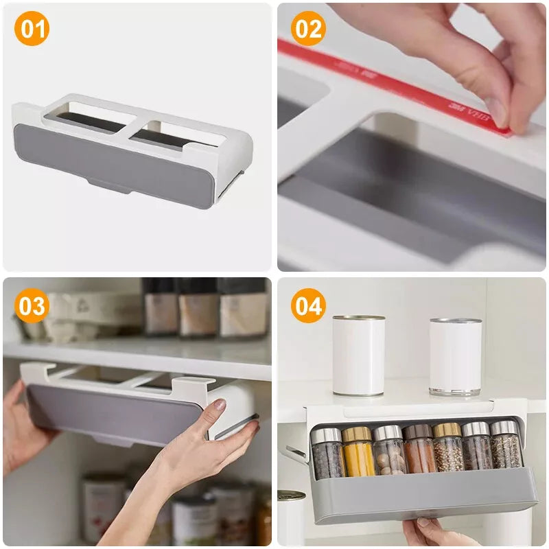 Support mural pivotant avec bocaux à épices – Organiseur de cuisine sous étagère (6 pots inclus)